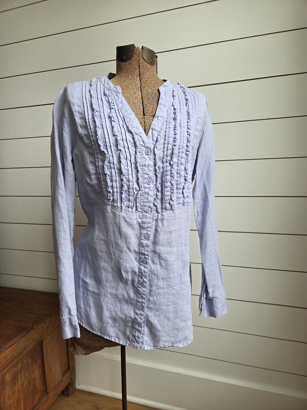 Boden Linen RuffledButton-Down Blouse